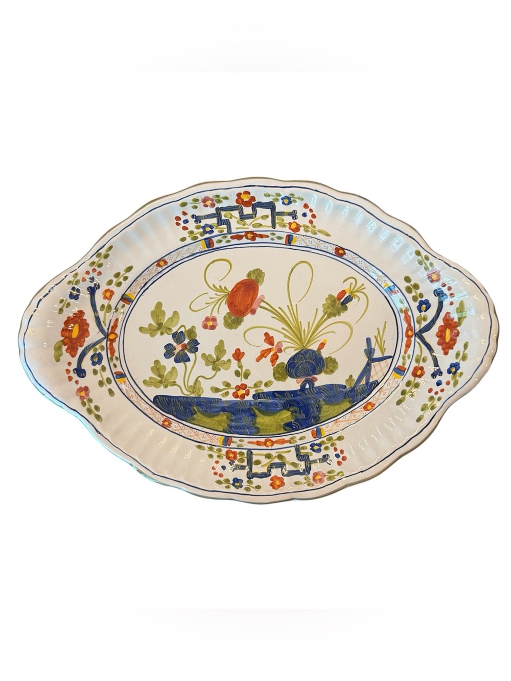 Vintage CACF Faenza Garofano Carnation Serving Platter
